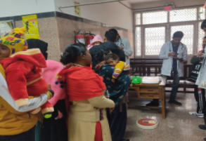 Interns monitoring the growth and development of children attending Well baby clinic